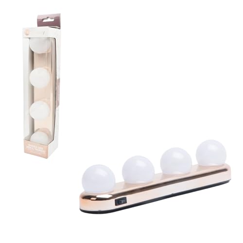 HI BEAUTY! Barra LED per Trucco con Ventose – Luce LED Naturale – Portatile e Senza Fili – Interruttore ON/OFF – Facile da Applicare su Specchi e Superfici – 30 x 6,5 x 6 cm