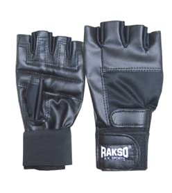 RAKSO Gym Gloves for Men Women Leather Gym Gloves Weightlifting, Fitness Training and Workout | with Half-Finger Length, Wrist Wrap for Protection