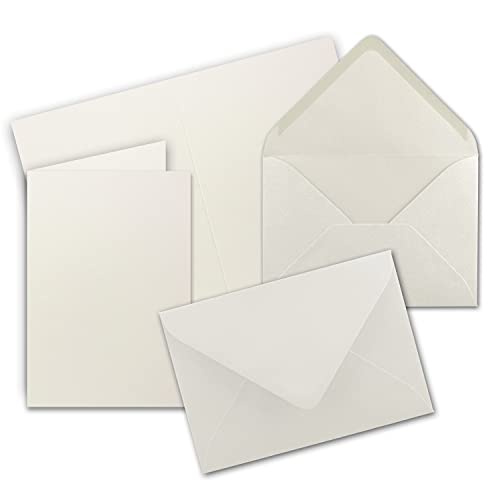 Sets de tarjetas dobles coloridas con sobres (A5/C5), color 22-naturweiss 10 Sets