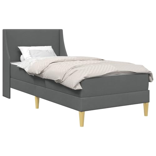 RuiNingRN Estructura de cama con colchón, color gris, 90 x 190 cm, poliéster, núcleo de muelles ensacados, colchón de espuma fría con funda lavable, ergonómico, para dormitorio, cama de invitados, con
