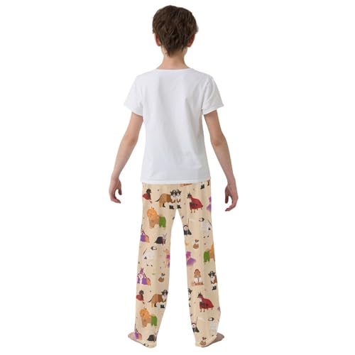 ZZXXB Halloween Dogs Boys Long Pants Soft Trousers Elastic Waist Kids Lounge Bottoms with Pockets S-XL3