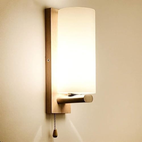 Applique murale bois et verre LED avec tirette pour lire sans gêner son conjoint