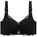 HongXINGDd Geblümter Damen-BH mit floraler Spitze und breitem Rücken Weich gepolsterter Tages-BH Black 2 110A