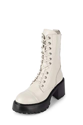 Jeffrey Campbell Locust Ivory Leather Lace Up Chunky Moto Combat Boots Boot2