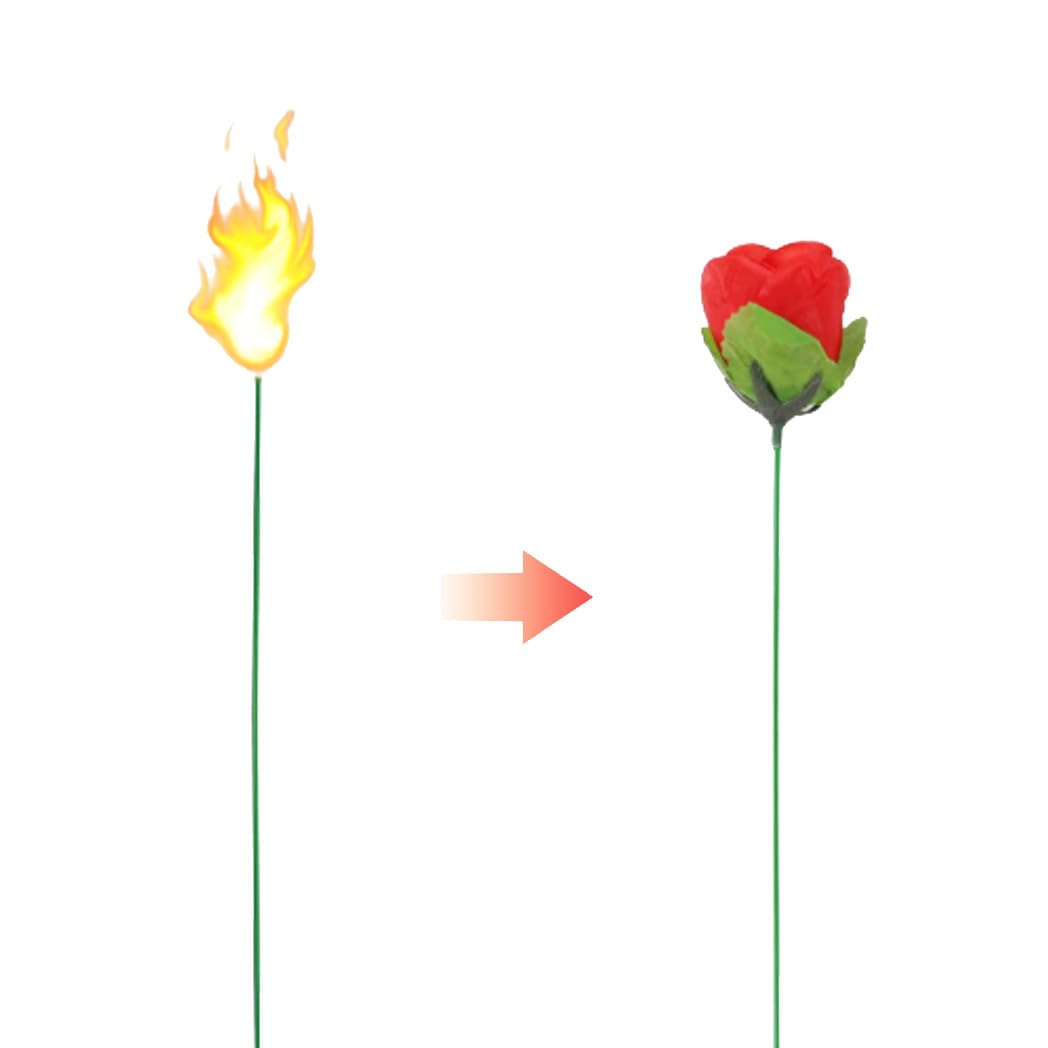Torch to Rose Fire Trick 10PCS Magician Props Mentalism Magic for Girlfriend/Wedding Shows or Streets Flower Head