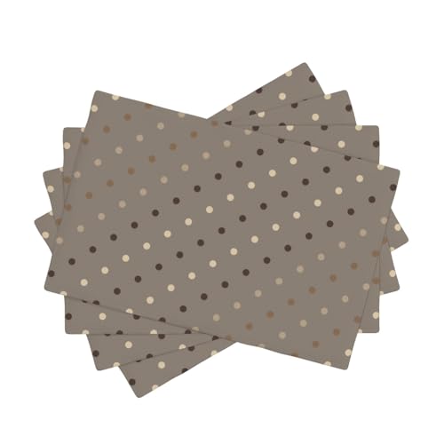 Lot de 4 sets de table de salle à manger – 30,5 x 45,7 cm – Imprimé à pois taupe – Double résistant à la chaleur – Sets de table de cuisine en tissu lavable...