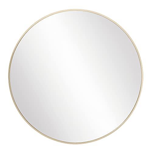 Design House Kenna Round Wall Accent Mirror – 28-Inch, Modern Metal Framed – Living Room, Bedroom, Bathroom Vanity Mirror – Gold – 2-Pack, 590026