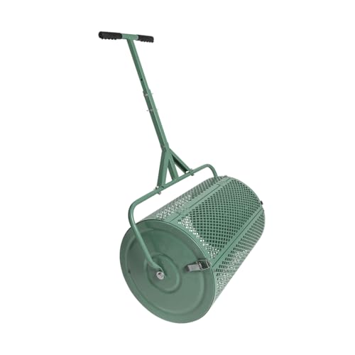 CStern 75L Esparcidor de compost con asa, multiusos, malla de metal, dispensador de semillas verde, esparcidor de césped, esparcidor de musgo de turba, esparcidor de mano