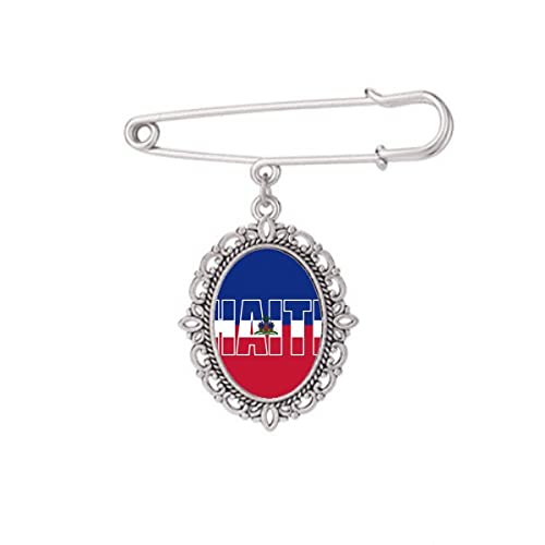 Broche Art Déco drapeau Haïti, bijou de mode qualitatif
