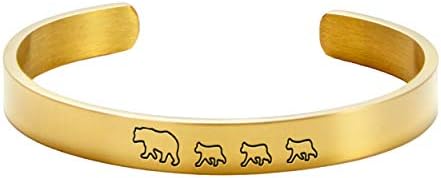 Mama Bear Gold Cuff Bracelets for Women– Mama Bear and Baby Bear Bracelet - Hypoallergenic, Nickel-Free Gold Bracelet - Comfortable Mama Bracelet w/ 3 Bears - Personalized Bracelet Gifts for Women