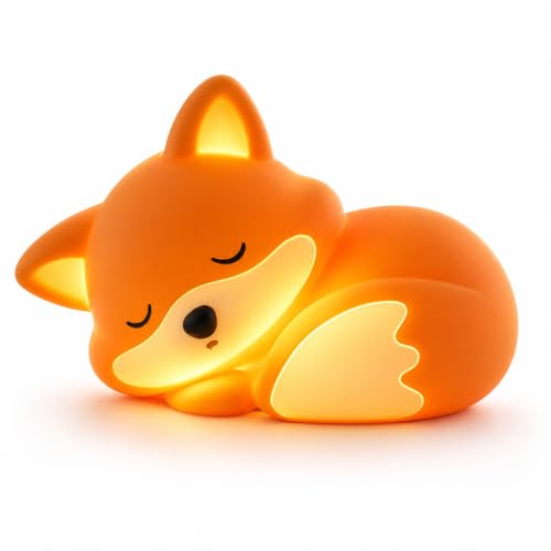 mioren Fox Night Light for Kids Squishy Silicone Baby Nursery Nightlight Rechargeable Touch Lamp with Timer Dimmable Toddler Night Light Cute Animal Kids Lamp