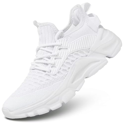 Womens Walking Running Shoes Slip on Tennis Ladies Fashion Casual Sport Sneakers Work Comfort Lightweight Mesh Soft Sole White