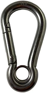 US Stainless Stainless Steel 316 Spring Hook with Eyelet Carabiner 9mm Marine Grade