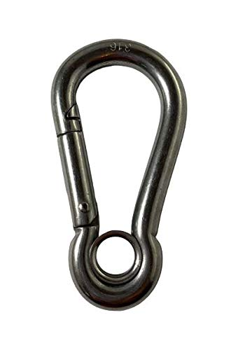 US Stainless Stainless Steel 316 Spring Hook with Eyelet Carabiner 9mm Marine Grade