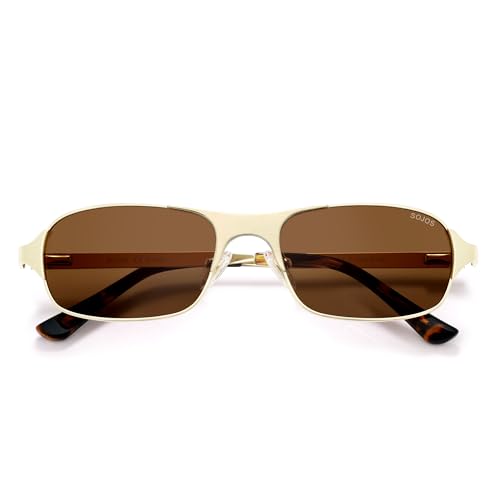 Image of SOJOS Retro Rectangle Polarized Sunglasses for Men Women, 70s 80s Vintage Small Square Sunnies SJ1267