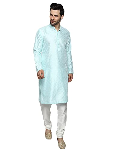 Image of Uri and MacKenzie Embroidery Silk Men's Kurta Pyjama Set