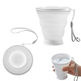 KEPYATI 320 Ml Bicchiere Portatile Pieghevole Da Viaggio Con Coperchio In Plastica, Bicchiere Pieghevole In Silicone Senza Bpa ，Riutilizzabile, Ideale Per Picnic, Campeggio, Escursionismo E Viaggi