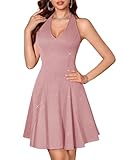 HomRain Robe de cocktail à paillettes avec col en V pour femme 2025   Dos nu   Robe de soirée à paillettes, Rose poudré, Taille L