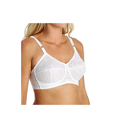 Rago Women's Lacette Satin and Lace Wireless Support Bra 2101, White, 36B