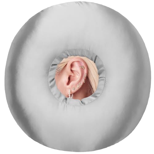 Oreillers soyeux pour piercing d'oreille avec trous pour douleurs d'oreille, sommeil latéral, cartilage CNH, donut, pression d'oreille, casque en forme de O, soulage les acouphènes, soutien du cou, de