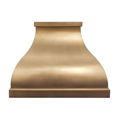 Brass Range Hood Wall Mount 42'' W, 48'' H, 21'' D, CT Copper Tailor Custom Handmade Metal Kitchen Vent Hood, With 4-Speed Exhaust Fan & LED Light,BSRH-1Y