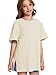 CharmWM Girls Fashion T Shirts Raw Hem Oversized Summer T Shirt Short Sleeve Tops Tees Shirt 5-14 Years Light Green