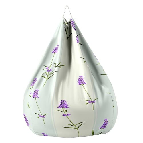 Hiseng Funda de puf, Sillón de Pera sin Relleno,Sofa Puff Gaming Salon Funda Moderno Sin Relleno para Niños y Adultos, Bean Bag con Asa para Salón, Dormitorio y Sala de Juegos (Lavanda 2,90x110cm)