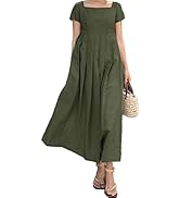 [Ｍｉｎｅｓａｍ] ワンピース レディース 半袖 ロングワンピース スクエアネック マキシワンピース ゆったり 大きいサイズ お洒落 春夏