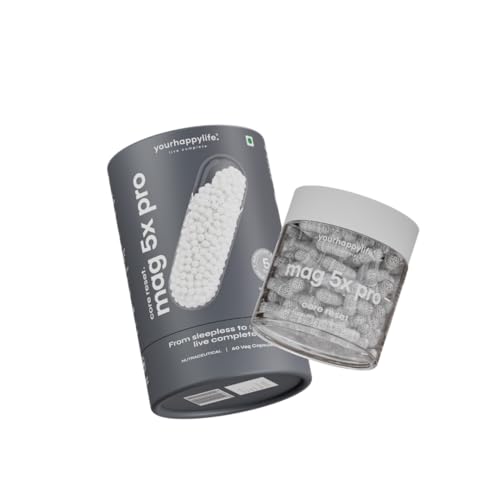 Image of YourHappyLife 5X Magnesium Glycinate Supplement With Zinc, D3 & K2-60 Vegan Capsules| 330 mg Elemental Magnesium with Malate, Liposomal, Phosphate, Aquamin| Sleep, Muscles Recovery & Stress Relief