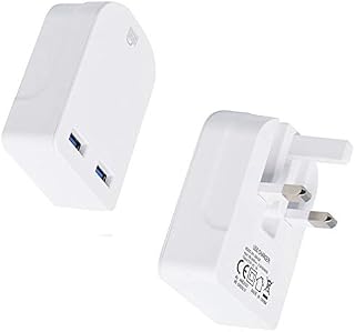Amo TheMax White Dual Folding 3 Pin Uk Plug 3100mAh Universal USB Charger With Smart IC UK Plug For iPhone/iPad/iPod/Samsung Galaxy Tab/HTC/Windows Phone/Tablet etc