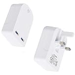 AMO White Foldable Charger High-speed Dual USB wall adapter USB-A Ports Compact Travel Charger Compatible For iiPhone/i Pad/i Pod/Samsung Galaxy Tab/HTC/Tablet etc