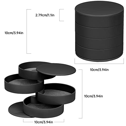 Songaa Rotating Jewelry Organizer, 4 Layer Travel Jewelry Box Display Tray For Earring Rings Bracelets Necklace, Small Jewelry Storage Box Earring Holder For Women, Travel Jewelry Case With Lid #TOP1