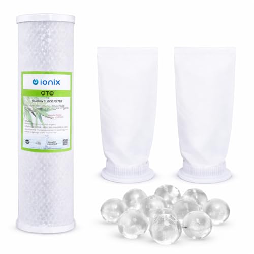 Image of IONIX Water Purifier Service Kit for TDS Tank Filtration System, Dual Filter Setup for Sediment, Scaling & Hard Water Treatment with Jumbo CTO, Spare Bag Filters & Anti-Scaling Balls