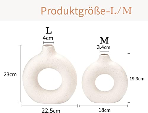 Image of CEMABT Vases for Pampas Grass,Creative Vase Modern Home Decor,Handmade Vase White Ceramic Dried Flowers Crafts Ornaments for Office Home Deco Decoration,Vase Beige (2pc, White)