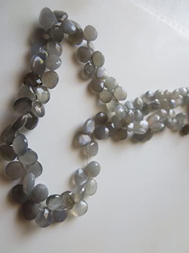 Grey Moonstone faceted heart briolettes LKBEADS de 8 mm pour création bijoux DIY