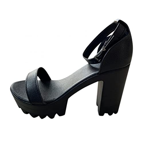 Hbeylia Platform Heeled Shoes for Women Block High Heeled Lug Sole Chunky Heels Ankle Strap Dress Pump Shoes for Party Favor4