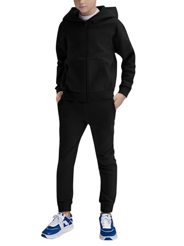 Image of Haloumoning Boys Sweatsuits Kids Active Zip Hoodie Sweatershirt and Jogger Sweatpants 5-14 Years