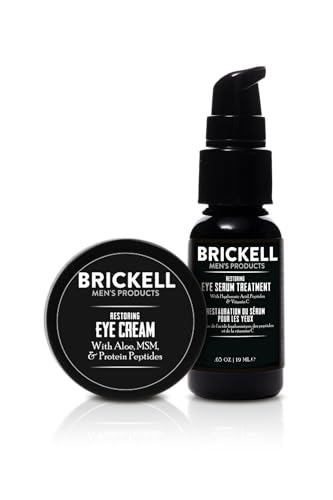 Brickell Men's Restoring Eye Routine for Men, Eye Cream and Serum for Men, With Aloe, Peptides, and Hyaluronic Acid, Unscented, Men's Skin Care Gift Set