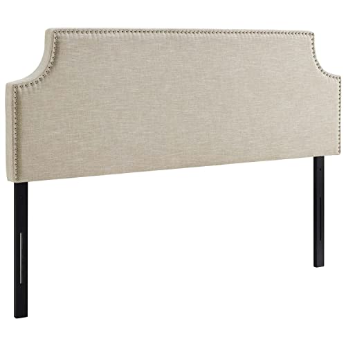 Modway Laura Linen Fabric Upholstered Queen Size Headboard With Nailhead Trim In Beige #TOP17