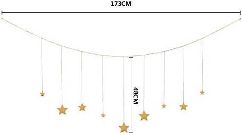 OCIOLI Stars Garland with Chains Boho Hanging Ornaments Art Room Decor for Wedding Home Office Nursery Room Dorm (Gold Stars)