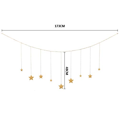 OCIOLI Stars Garland with Chains Boho Hanging Ornaments Art Room Decor for Wedding Home Office Nursery Room Dorm (Gold Stars)