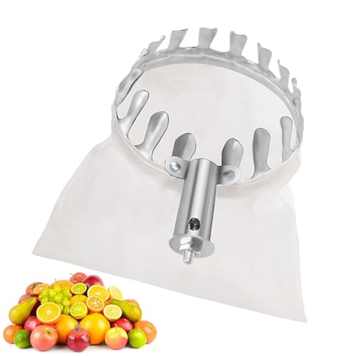 Generisch Obstpflücker Aus Metall Mit Stoffbeutel 24x18x15 cm Obstpflücker Kopf Korb Obstpflückwerkzeuge Landwirtschaftsgartenzubehör Werkzeuge Für Die Ernte Von Kirschen, Birnen Und Pfirsichen