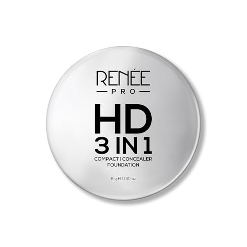 RENEE PRO HD 3 In 1 Compact - Sable 9 Gm, Works As Concealer, Foundation & Powder, SPF 20, Matte Finish, High Coverage, Ultralight & Silky Smooth Finish, Enriched With Vitamin E, C & Aloe Vera