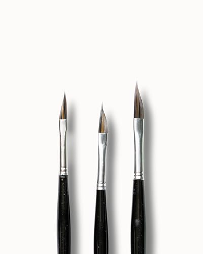 Image of Stationerie Petal Paint Brushes Set - Handmade Artist Painting Brush Set Including Triangle Petal Dagger Brush for Acrylic, Watercolor, & Gouache Painting with Brush Holder - Cruelty-Free (3 Brushes)