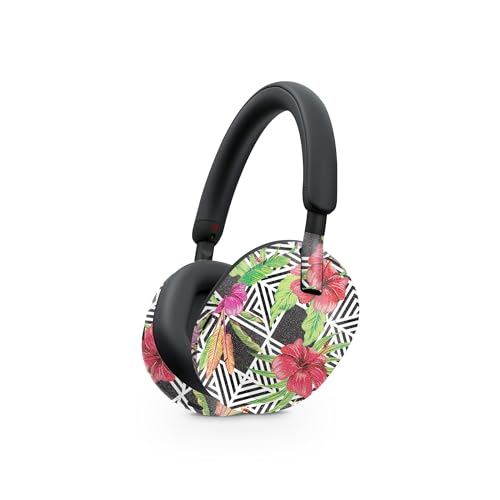 Image of MightySkins Glossy Glitter Skin Compatible with Sony WH-1000XM5 Headphones - Pop Hibiscus | Protective, Durable High-Gloss Glitter Finish | Easy to Apply