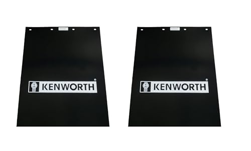 Kenworth Trucks 24 x 30 Black & White Glossy Poly Plastic Semi Truck Mud Flaps-Set of 2