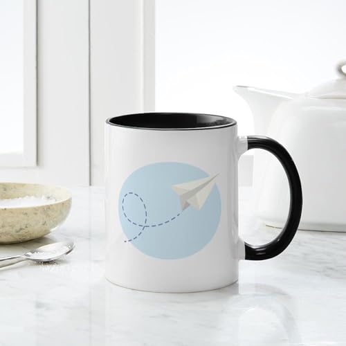 Taza de cerámica 11 oz con diseño avión de papel miniatura 6