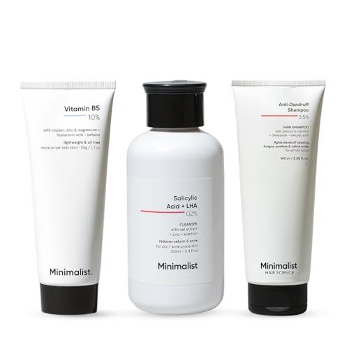 Minimalist Salicylic Face Wash + Ceramide Moisturizer + Anti-Dandruff Shampoo | Complete Oily Skin, Acne & Scalp Care Combo-image-9