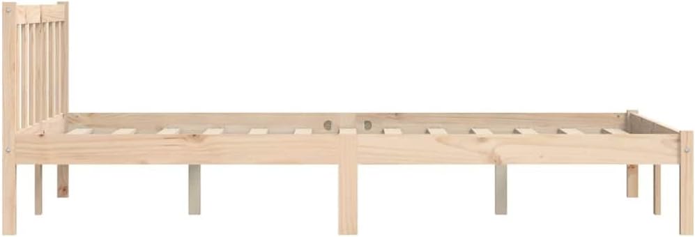 vidaXL Bed Frame Natural 53.94 x 74.80 in Solid Pine Wood, Chic Bed Frame, Rectangular Style, Sturdy Pine Build, Modern Bedroom Piece, Tough Sleep Choice