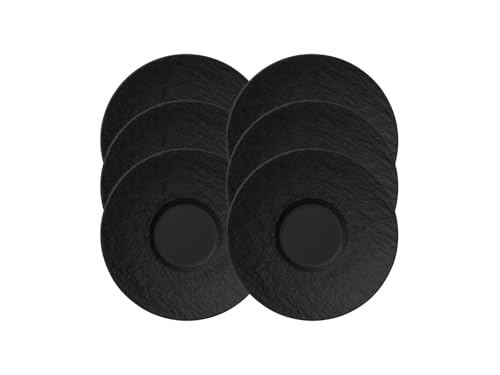 Villeroy & Boch Manufacture Rock Espressountertassen 6er Set aus Porzellan in der Farbe Schwarz, 12cm, 10-4239-1430
